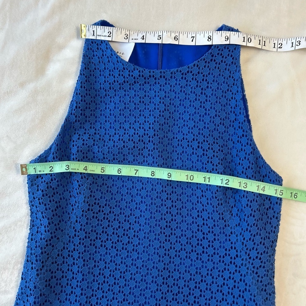 A-K-R-i-S PUNTO Akris blue knit dress, sleeveless with eyelet lace - Picture 7 of 10